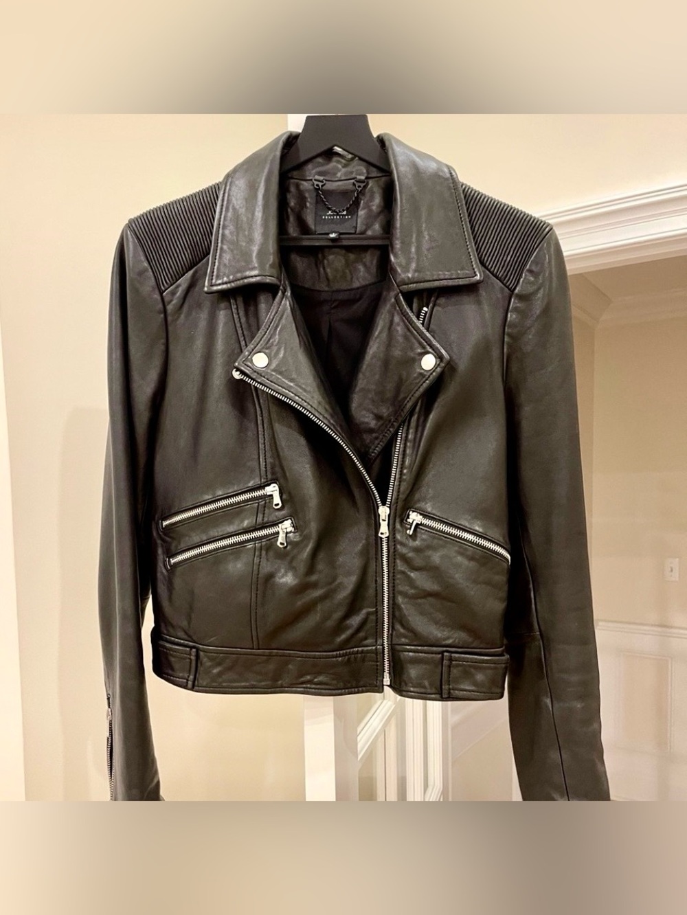 Joe's Jeans Black Genuine Soft Lamb Leather Moto Jacket NEW - Picture 14 of 15